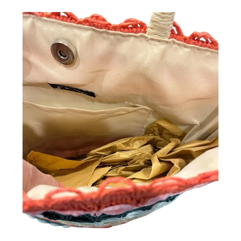 🎨 Art Class Straw Tote Beach Bag – Multi-Colored Striped‎ 🎨
